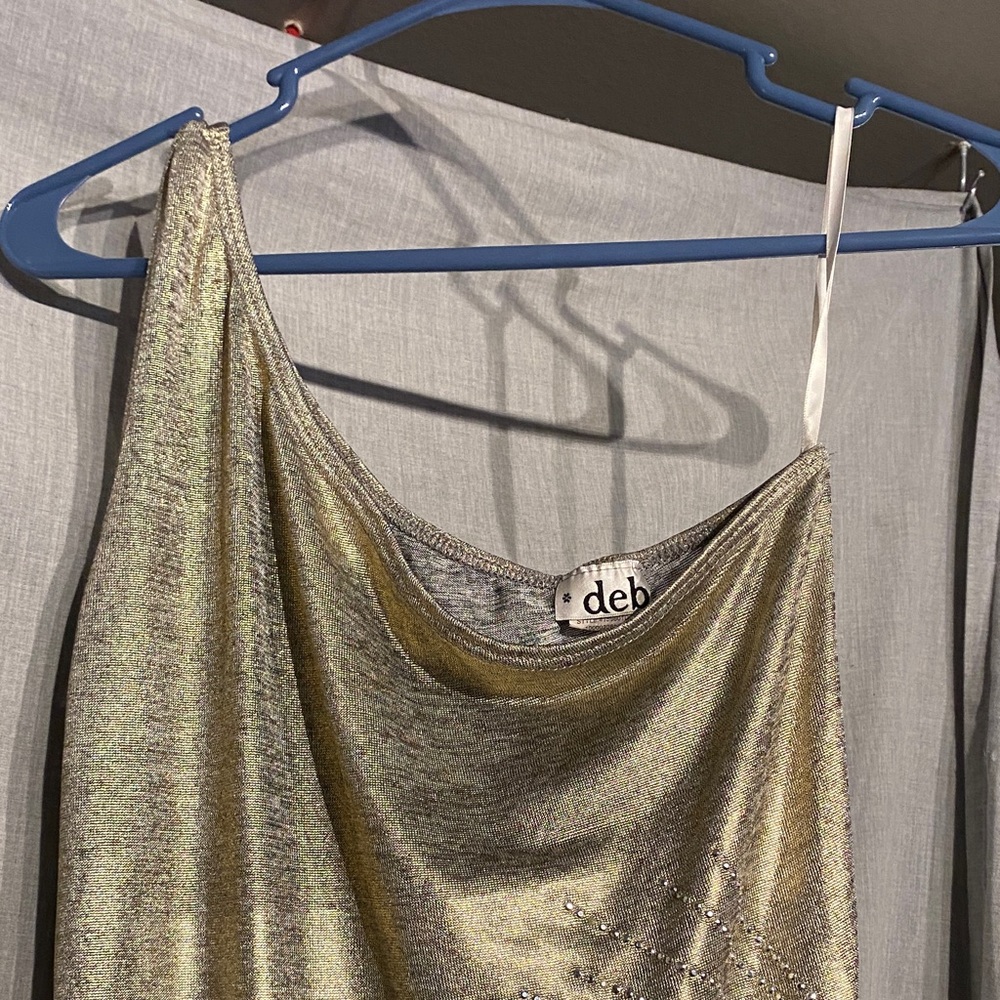 Deb Gold One-Shoulder Top - Picture 2 of 6